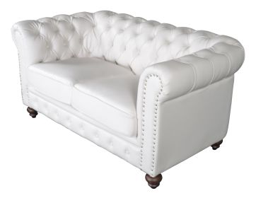 Classic Chesterfield White Loveseat