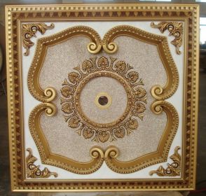 Beige and Gold Clover Square Chandelier Fan Ceiling Medallion