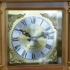 Bedford Clock Collection 34.5" Antique Chiming Wall Clock with Roman Numerals in a Harvest Oak Finish