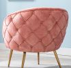 Gorgeous Living Room Accent Chair 1pc Button-Tufted Back Covering Rose Color Velvet Upholstered Metal Legs