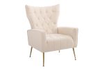 Modern Accent Chair with Ottoman, Comfy Armchair for Living Room, Bedroom, Apartment, Office (Beige)