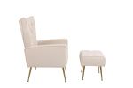 Modern Accent Chair with Ottoman, Comfy Armchair for Living Room, Bedroom, Apartment, Office (Beige)