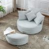 Orisfur. 360¬∞ Swivel Accent Barrel Chair with Storage Ottoman & 4 Pillows, Modern Linen Leisure Chair Round Accent for Living Room