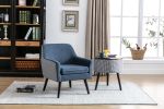 Casual Living Room Accent Chair and Side Table w Storage Blue Color Comfortable Contemporary Living Room Furniture