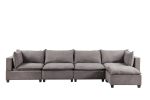 Madison 157" Light Gray Fabric 5 Piece Modular Sectional Sofa Chaise