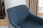 Casual Living Room Accent Chair and Side Table w Storage Blue Color Comfortable Contemporary Living Room Furniture