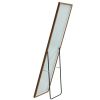 Brown Solid Wood Frame Full-length Mirror, Dressing Mirror, Bedroom Home Porch, Decorative Mirror, Clothing Store, Floor Mounted Large Mirror, Wall Mo