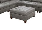 Living Room Furniture Tufted Cocktail Ottoman Antique Grey Breathable Leatherette 1pc Cushion Ottoman Seat Wooden Legs