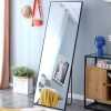 Black Solid wood frame full-length mirror, dressing mirror, bedroom home porch, decorative mirror, clothing store, floor mounted large mirror, wall mo