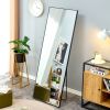 Black Solid wood frame full-length mirror, dressing mirror, bedroom home porch, decorative mirror, clothing store, floor mounted large mirror, wall mo