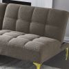 Convertible sofa bed futon with gold metal legs teddy fabric